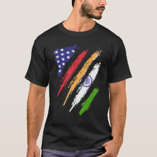 Camiseta Bandeira Crescida Americana Índia EUA Mês do Patri