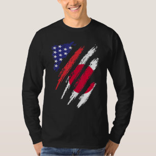 Camiseta Bandeira Crescida Americana Japão EUA Mês do Patri