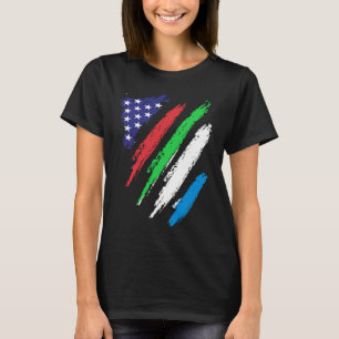 Camiseta Bandeira Crescida Americana Serra Leoa EUA Mês do