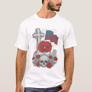 Camiseta Bandeira Cruz da Papoula Memorial Vetor de Gravura