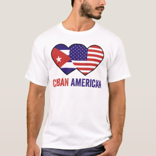Camiseta Bandeira Cubana Americana Coração Raízes Cubanas G