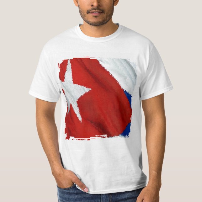 Camiseta Bandeira Cubana Grunge 4 TSirt (Frente)