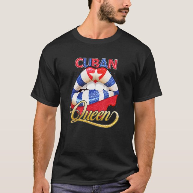 Camiseta Bandeira cubana Lábios mulheres cubanas cubanas cu (Frente)