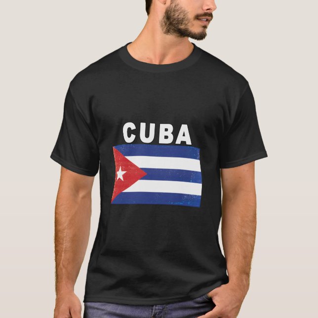 Camiseta Bandeira Cubano - Design de Imagem com Dificuldade (Frente)