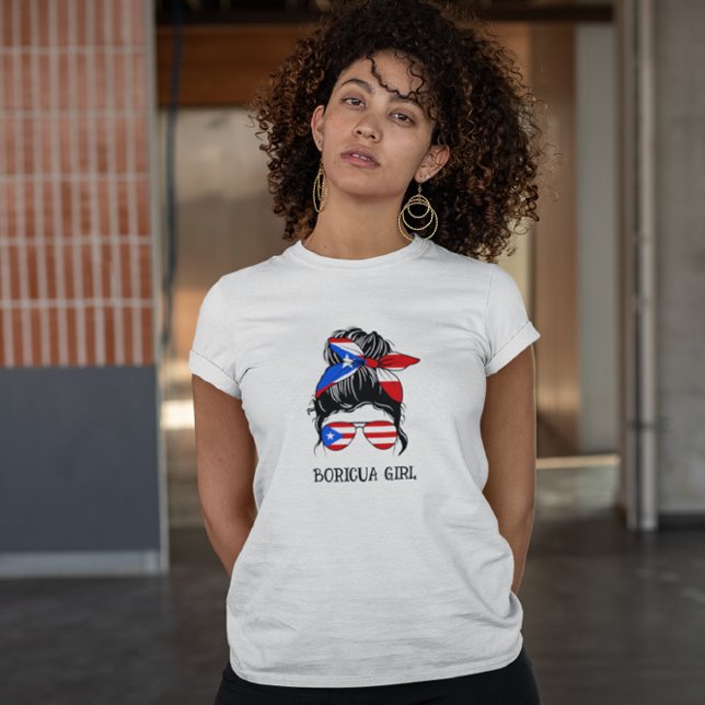 Camiseta Bandeira Custa Boricua Girl Porto Rico (boricua girl puerto rico girl shirt)