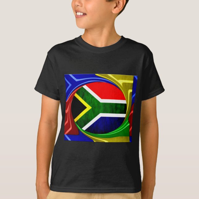 Camiseta Bandeira da África do Sul: Motif Dinâmico de Rodov (Frente)