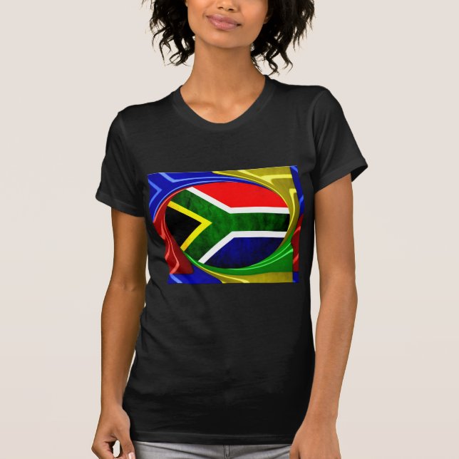 Camiseta Bandeira da África do Sul: Motif Dinâmico de Rodov (Frente)