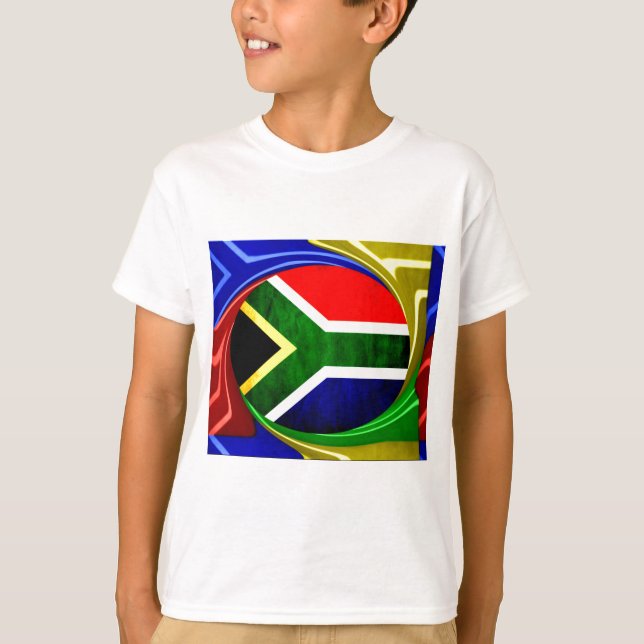 Camiseta Bandeira da África do Sul: Motif Dinâmico de Rodov (Frente)