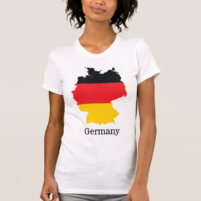 Camiseta Bandeira da Alemanha no Design de Souvenir de Mapa (Frente)