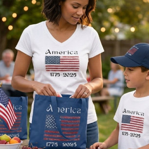 Camiseta Bandeira da América de 1776 a 2026 Aniversário de