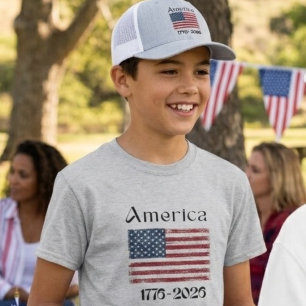Camiseta Bandeira da América de 1776 a 2026 Crianças Aniver