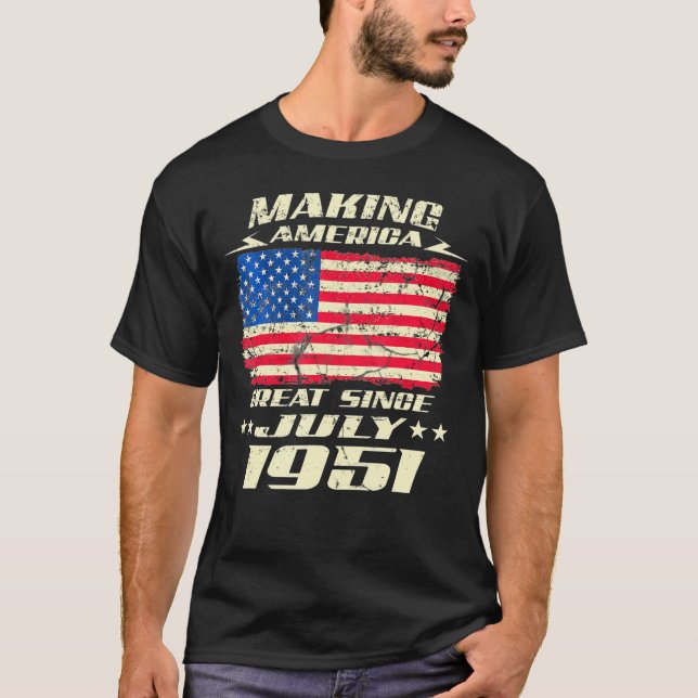 Camiseta Bandeira da América desde julho de 1951 Aniversári (Frente)