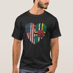 Camiseta Bandeira da América Dominicana Heart Estados Unido