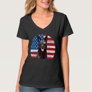Camiseta Bandeira da América German shepherd Negra 4 de jul