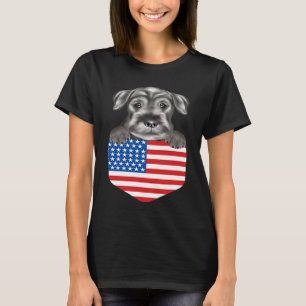 Camiseta Bandeira da América Standard Schnauzer Cachorro na