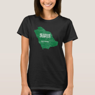 Camiseta bandeira da Arábia Saudita com mapa da Arábia Saud