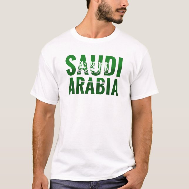 Camiseta Bandeira da Arábia Saudita modelada como nome ا ل  (Frente)