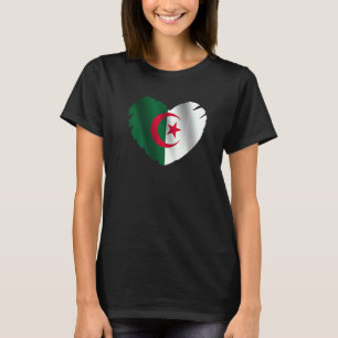 Camiseta Bandeira da Argélia em forma de coração argelino A
