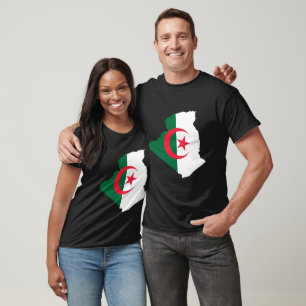 Camiseta Bandeira Da Argélia No Mapa Do País