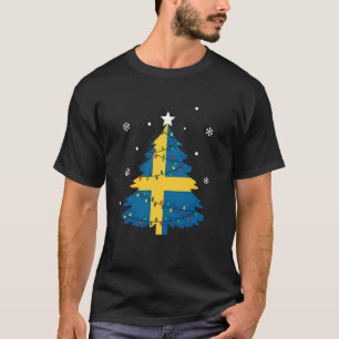 Camiseta Bandeira da Árvore de Natal Sueca Festa Orgulho da
