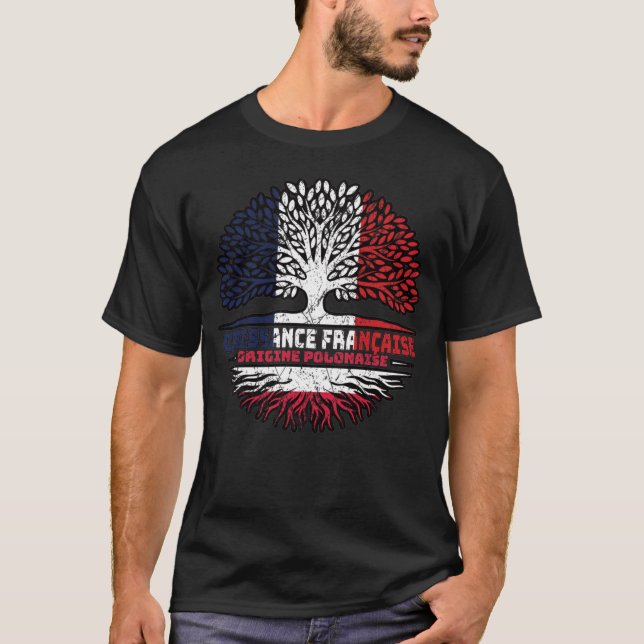 Camiseta Bandeira da Árvore Francesa Polônia Polonesa (Frente)