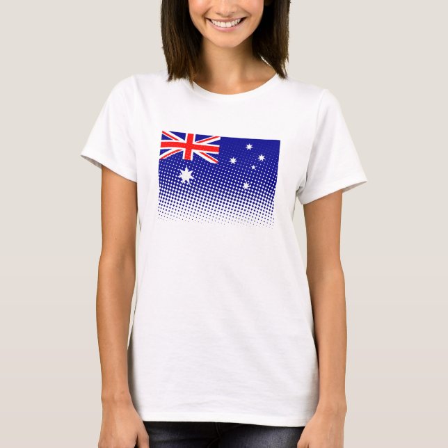 Camiseta Bandeira Da Austrália Com Efeito De Meia-Tons (Frente)