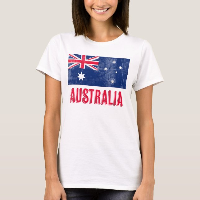 Camiseta Bandeira da Austrália (Grunge Look) (Frente)