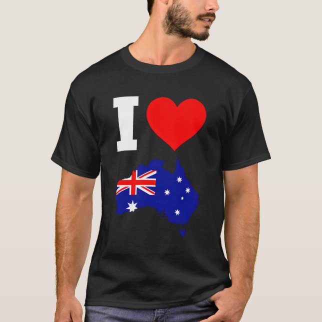 Camiseta Bandeira Da Austrália I Love Austrália (Frente)