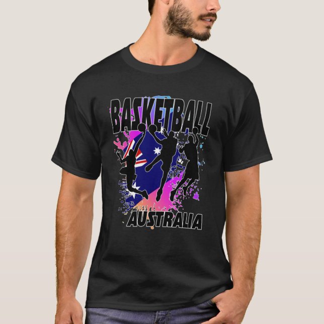 Camiseta Bandeira da Austrália jogando basquete (Frente)