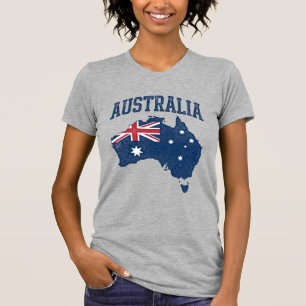 Camiseta Bandeira da Austrália Mapa Gráfico Antigo Maltrata