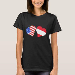 Camiseta Bandeira da Áustria Coração América Orgulho Austrí
