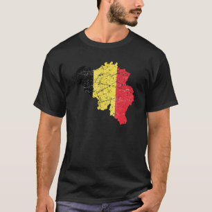 Camiseta Bandeira da Bélgica com mapa angustiado belga