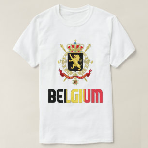 Camiseta Bandeira da Bélgica e Casaco de Armas Patriótica