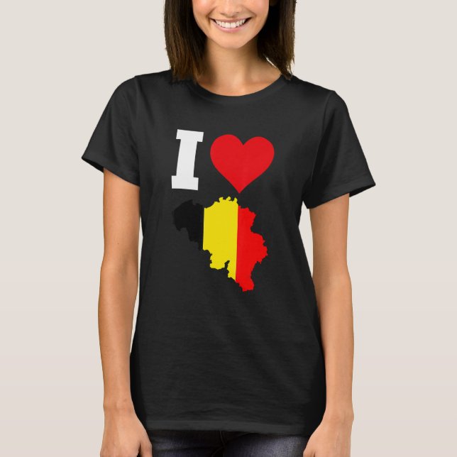 Camiseta Bandeira da Bélgica I Love Belgium (Frente)