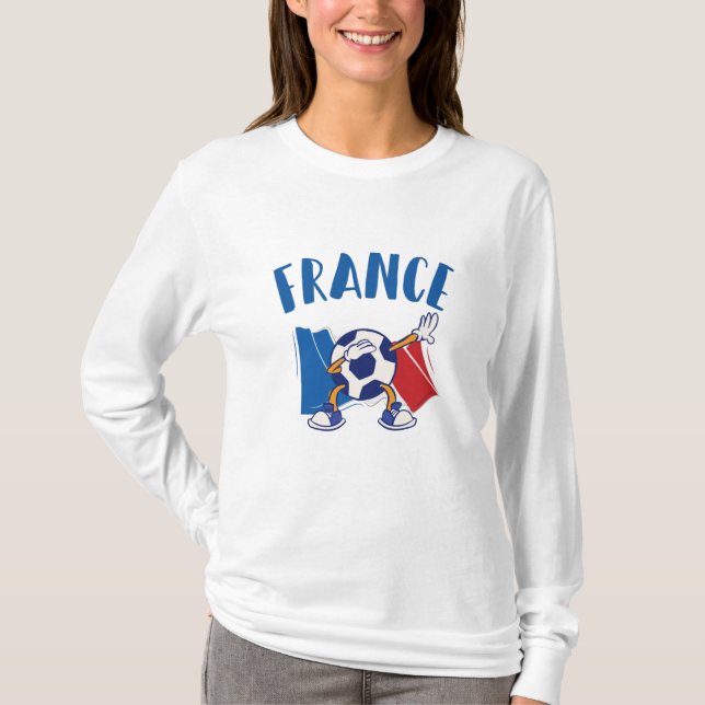 Camiseta Bandeira da bola de futebol da França Dabbing (Frente)