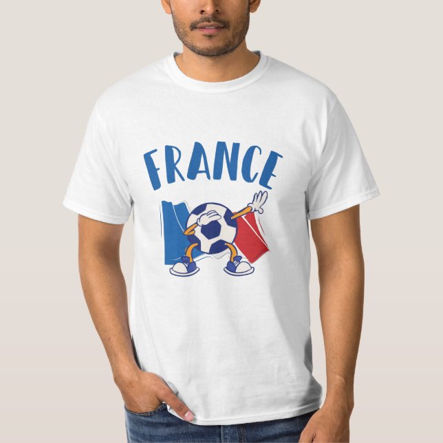 Camiseta Bandeira da bola de futebol da França Dabbing (Frente)