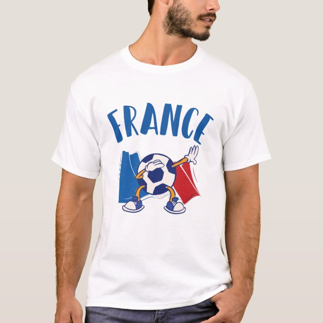 Camiseta Bandeira da bola de futebol da França Dabbing (Frente)
