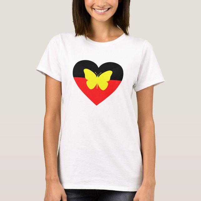 Camiseta Bandeira da Borboleta Aborígene (Frente)