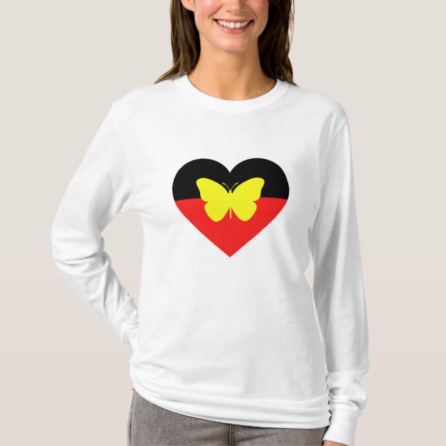 Camiseta Bandeira da Borboleta Aborígene (Frente)