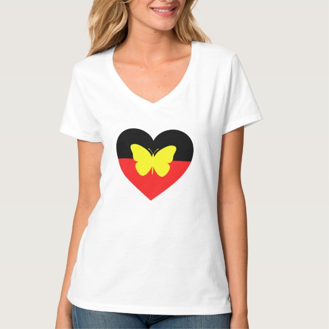 Camiseta Bandeira da Borboleta Aborígene (Frente)