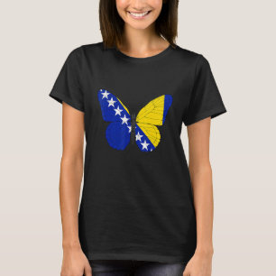 Camiseta Bandeira da Bósnia e Herzegovina Borboleta Uva Bós