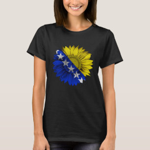 Camiseta Bandeira da Bósnia e Herzegovina Raiz de Sunflower