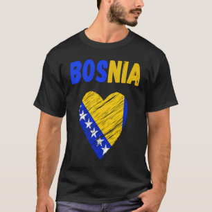Camiseta Bandeira da Bósnia Feriado Bósnia Coração Bandeira