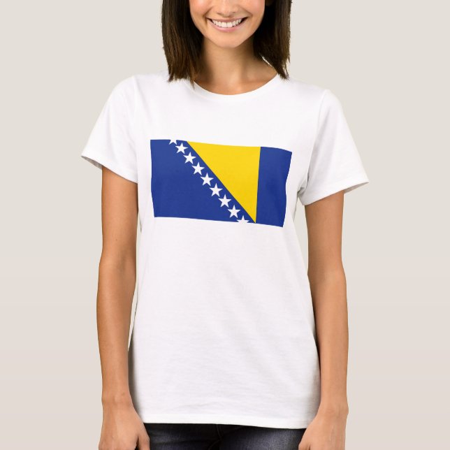 Camiseta Bandeira da Bósnia Herzegovina x Mapa T-Shirt (Frente)
