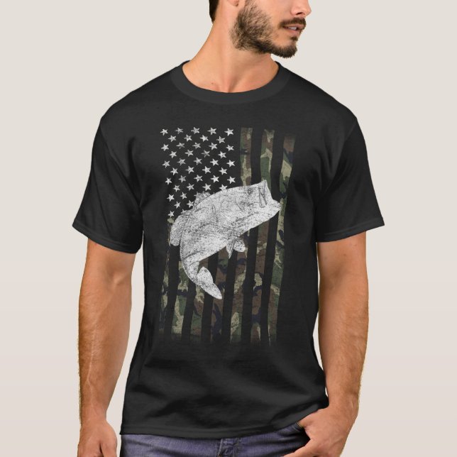 Camiseta Bandeira da Camuflagem de Pesca de Baixo Grande Bo (Frente)