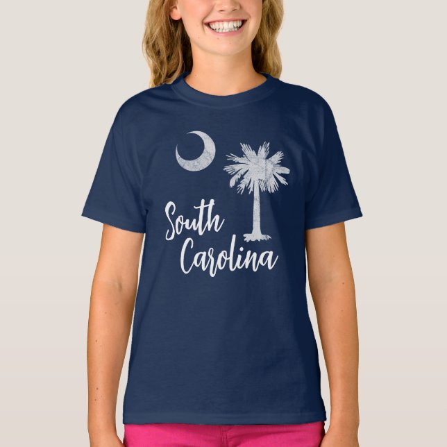 Camiseta Bandeira da Carolina do Sul com Palmetto Tree Blue (Frente)