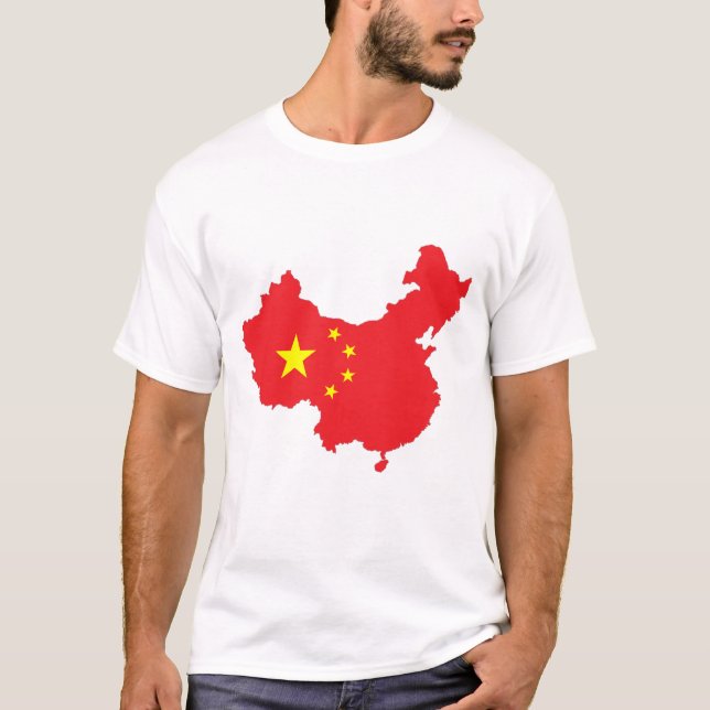 Camiseta Bandeira da China no Mapa (Frente)