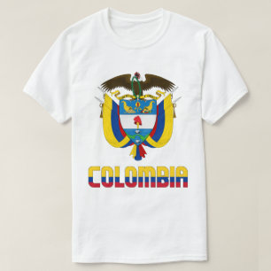 Camiseta Bandeira da Colômbia e Casaco de Armas Patriótica