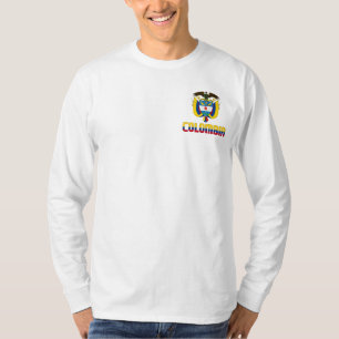Camiseta Bandeira da Colômbia e Casaco de Armas Patriótica