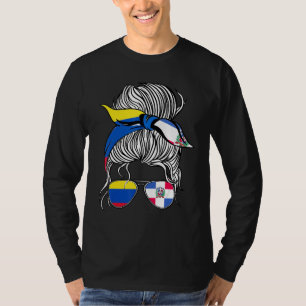 Camiseta Bandeira da Colômbia Mulheres Dominicanas Criadas